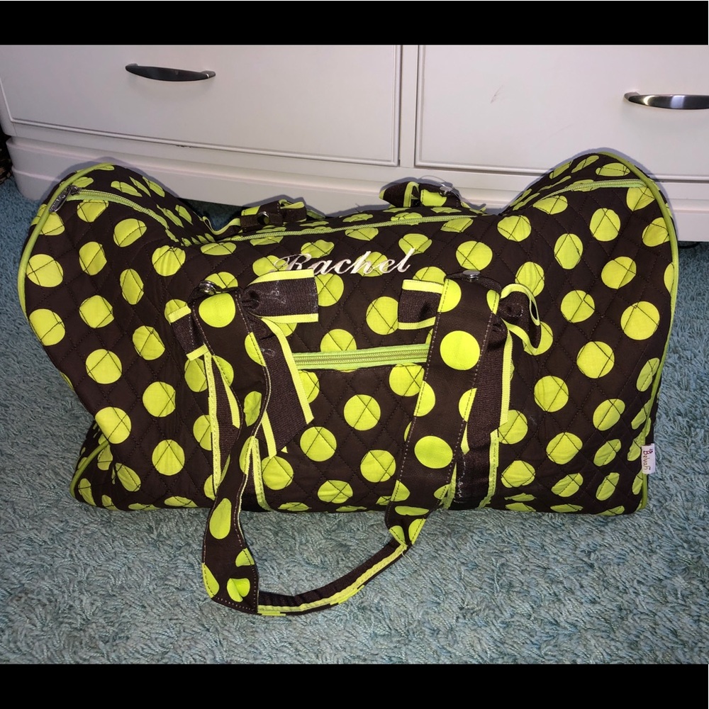 Polka Dot Duffle Bag with ‘Rachel’ engravement